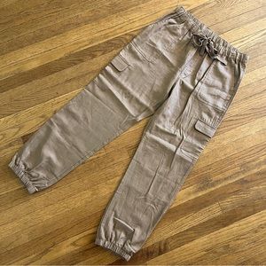Love Tree Linen Blend Long Pants Cargo Style Tan/Brown NWOT Size Large
